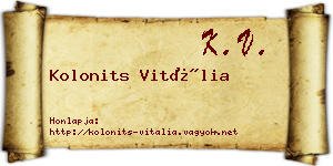 Kolonits Vitália névjegykártya